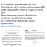 Se aclaran las especulaciones difundidas en varios medios sobre el señor DIEGO RODRIGUEZ